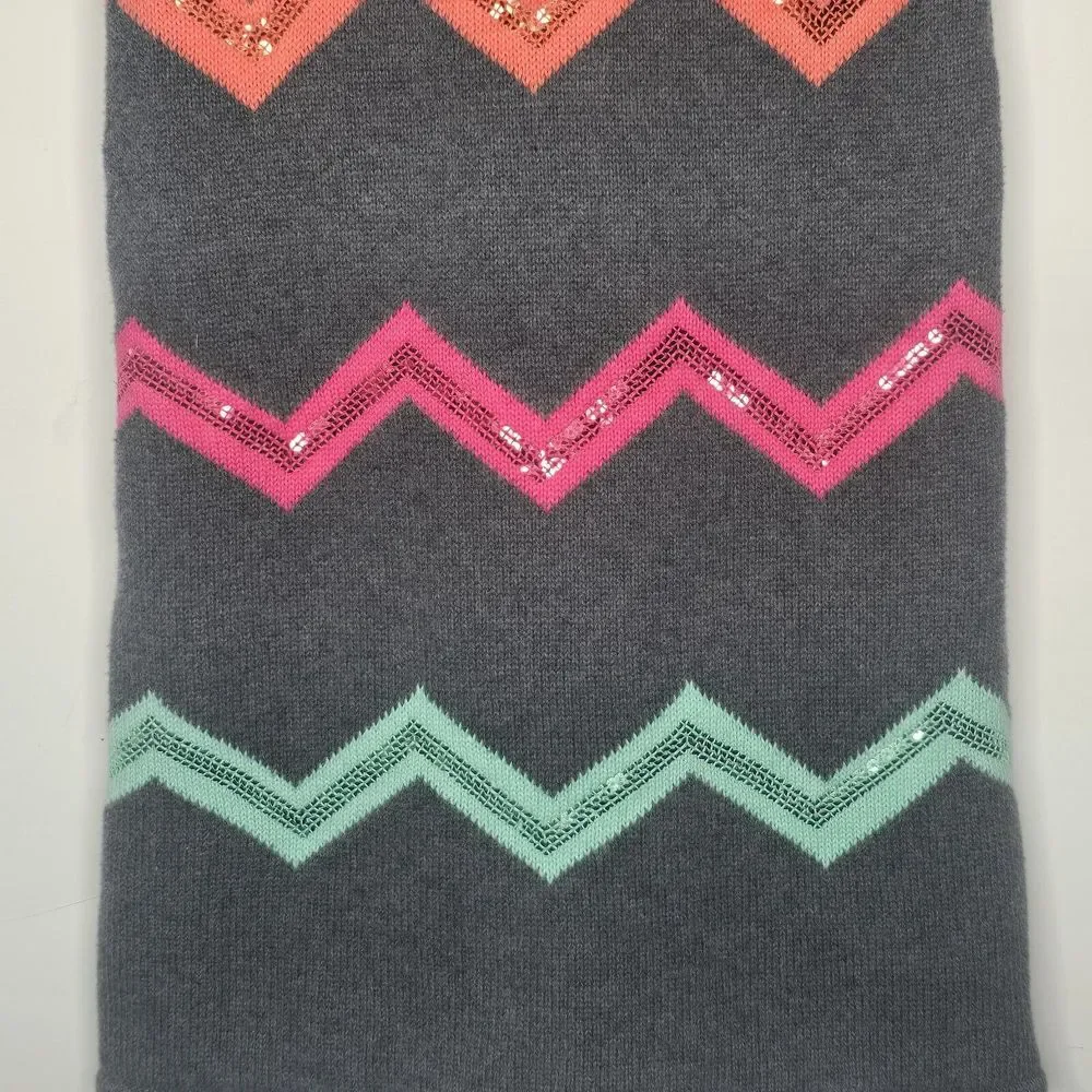 Gymboree Sweater Dress Kids 9 Gray Sequin Chevron Cowl‎ Preppy Holiday Sparkle